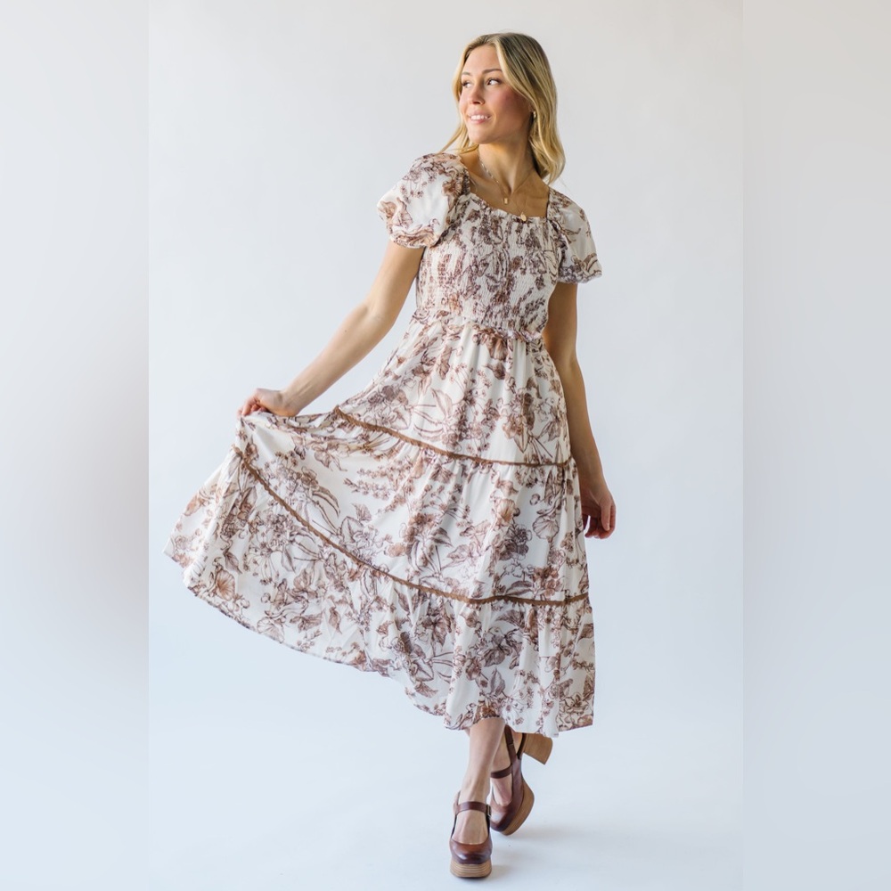 Botanical Satin Tiered Dress